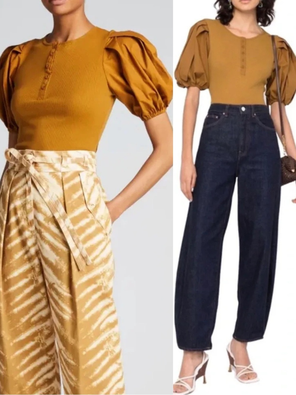 Ulla Johnson Kara Puff Sleeve Ribbed Top Tapenade